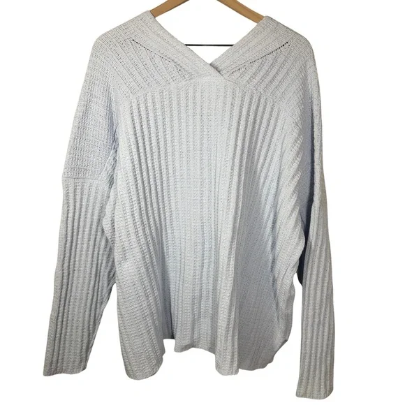 NWT J. Jill Plus Size 3x Chenille Knit Sweater Baby Powder Blue Hydrangea Preppy - Picture 4 of 6